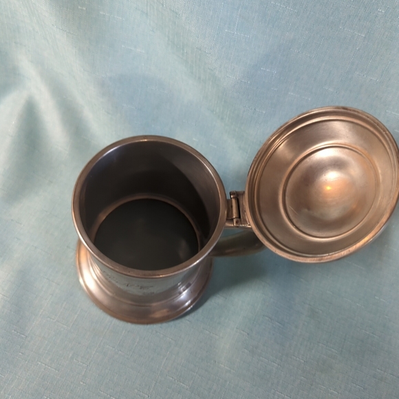 Vintage 1943 Pewter Glass Bottom Mug Stein With Hinged Lid - Picture 6 of 10